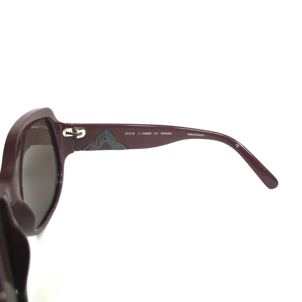 BCBGMAXAZRIA Sunglasses SWANK Mahogany Red Brown Square Frames with Brown Lenses
